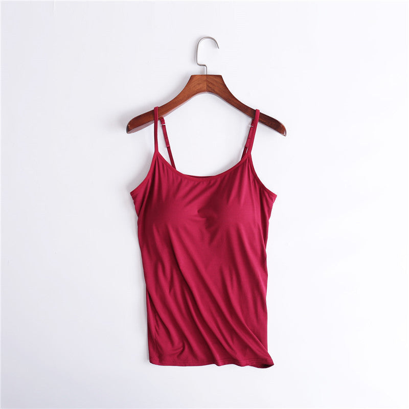 Cherise - Roze Losvallende Tanktop met Ingebouwde Bh