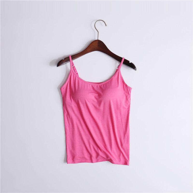 Cherise - Roze Losvallende Tanktop met Ingebouwde Bh