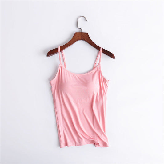 Cherise - Roze Losvallende Tanktop met Ingebouwde Bh