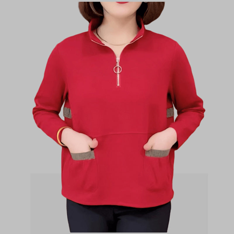 Chique Comfort: Dames Lange Mouw Half-Zip Pullover