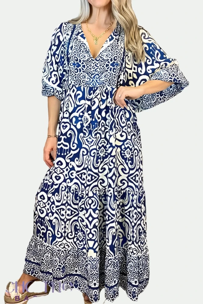 Lange Boho Jurk Blauw - Esmee