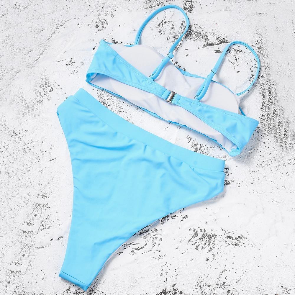 Azure - Blauwe Push-up Bikini met Gewatteerde Cups